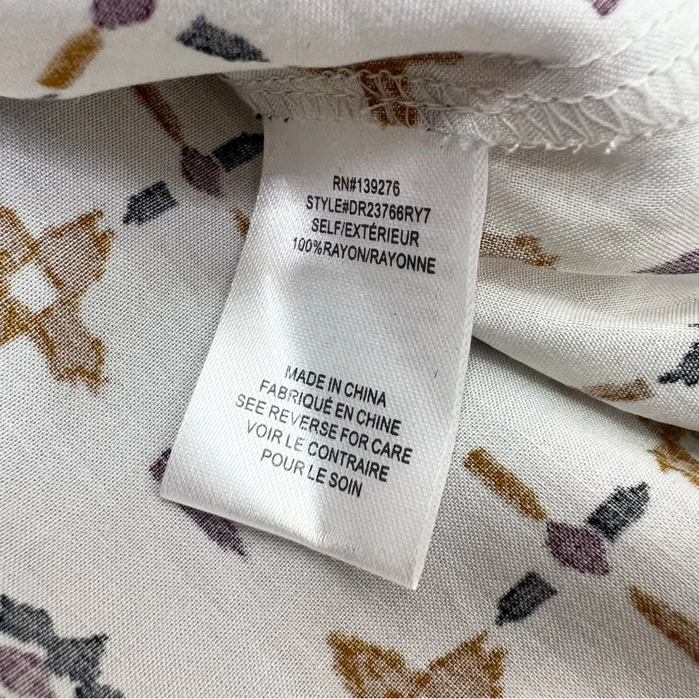 DR2 Ivory Geometric Dotted Southwestern Aztec V-Neck 3/4 Sleeve Tassel Top NWT - Picture 11 of 13